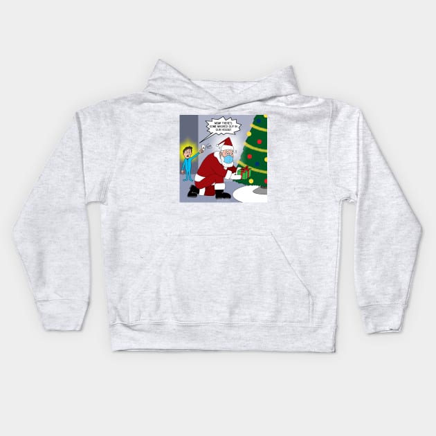 Santa's Mask Problem Kids Hoodie by OutToLunch